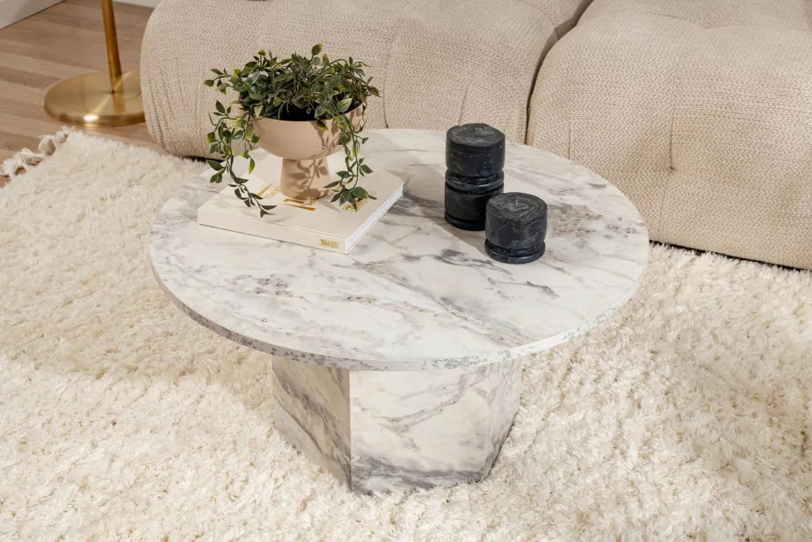 Tavolino soggiorno rotondo marmo 80x80x40h cm - Ridoc
