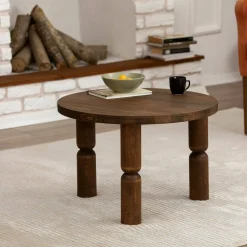 Tavolino soggiorno rotondo noce 60x60x40h cm - Victorine