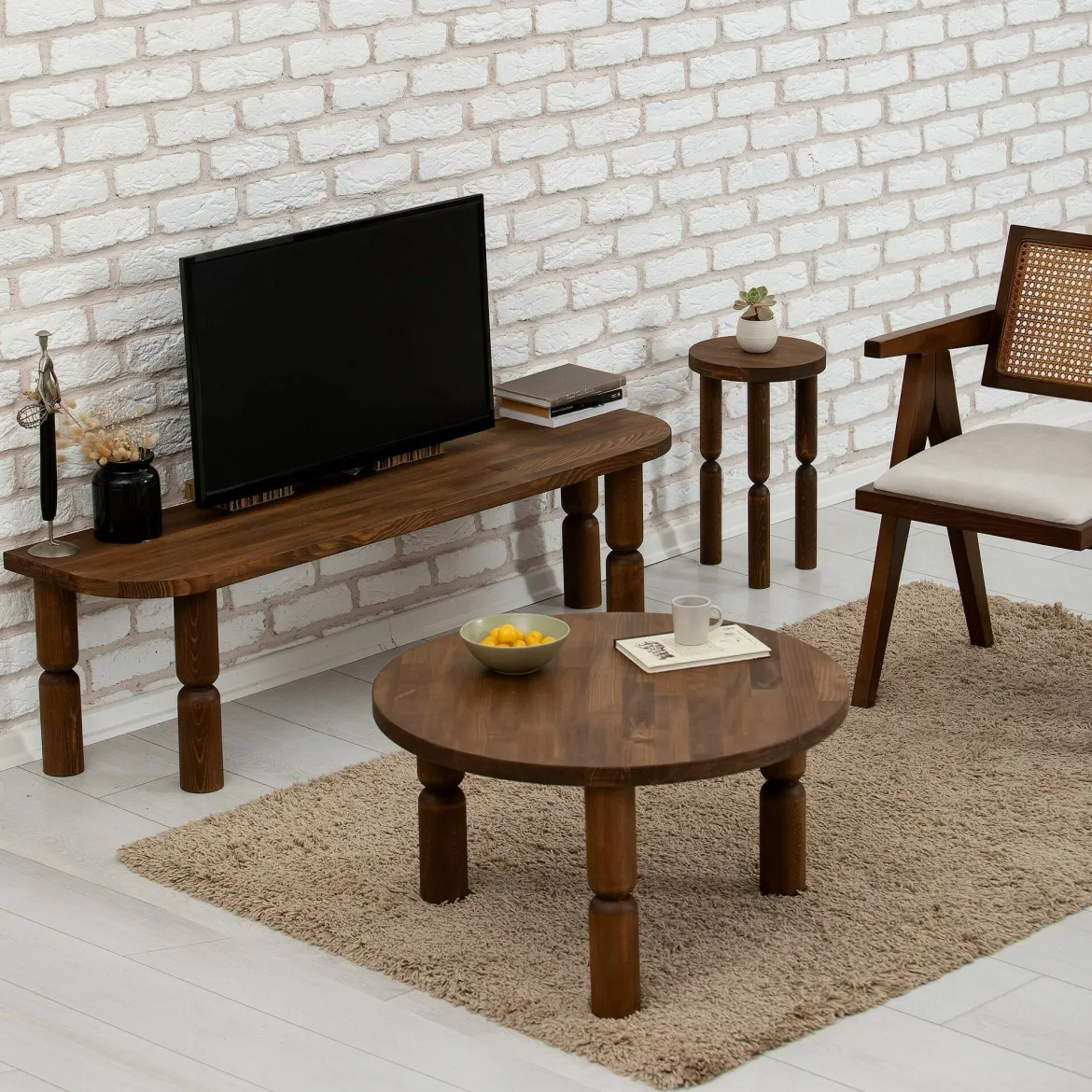 Tavolino soggiorno rotondo noce 60x60x40h cm - Victorine