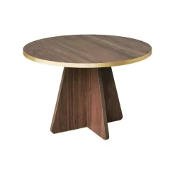 Tavolino soggiorno rotondo oro e noce 60x60x40h cm - Armanda