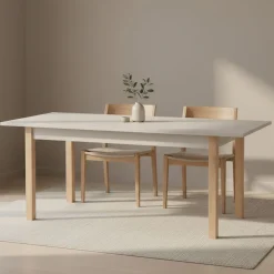 Tavolo Allungabile Beige Marrone Rovere 8 Posti Allungabile 160x80x77h cm, - Bulzi