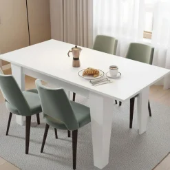 Tavolo Allungabile Bianco Allungabile Meccanismo Estensione Allunga Centrale 160x80x78h cm, Lunghezza Massima 160 cm - Pizzoli