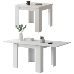 Tavolo Allungabile Bianco Allungabile Meccanismo Estensione a Libro 180x90x78h cm, Lunghezza Massima 180 cm - Popoli