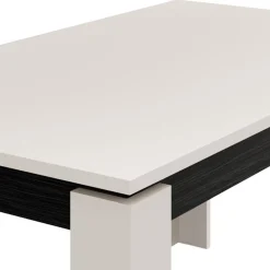 Tavolo Allungabile Bianco Crema Nero 8 Posti Allungabile 160x90x77h cm, Meccanismo Estensione Allunga Centrale - Lajon