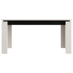 Tavolo Allungabile Bianco Crema Nero 8 Posti Allungabile 160x90x77h cm, Meccanismo Estensione Allunga Centrale - Lajon