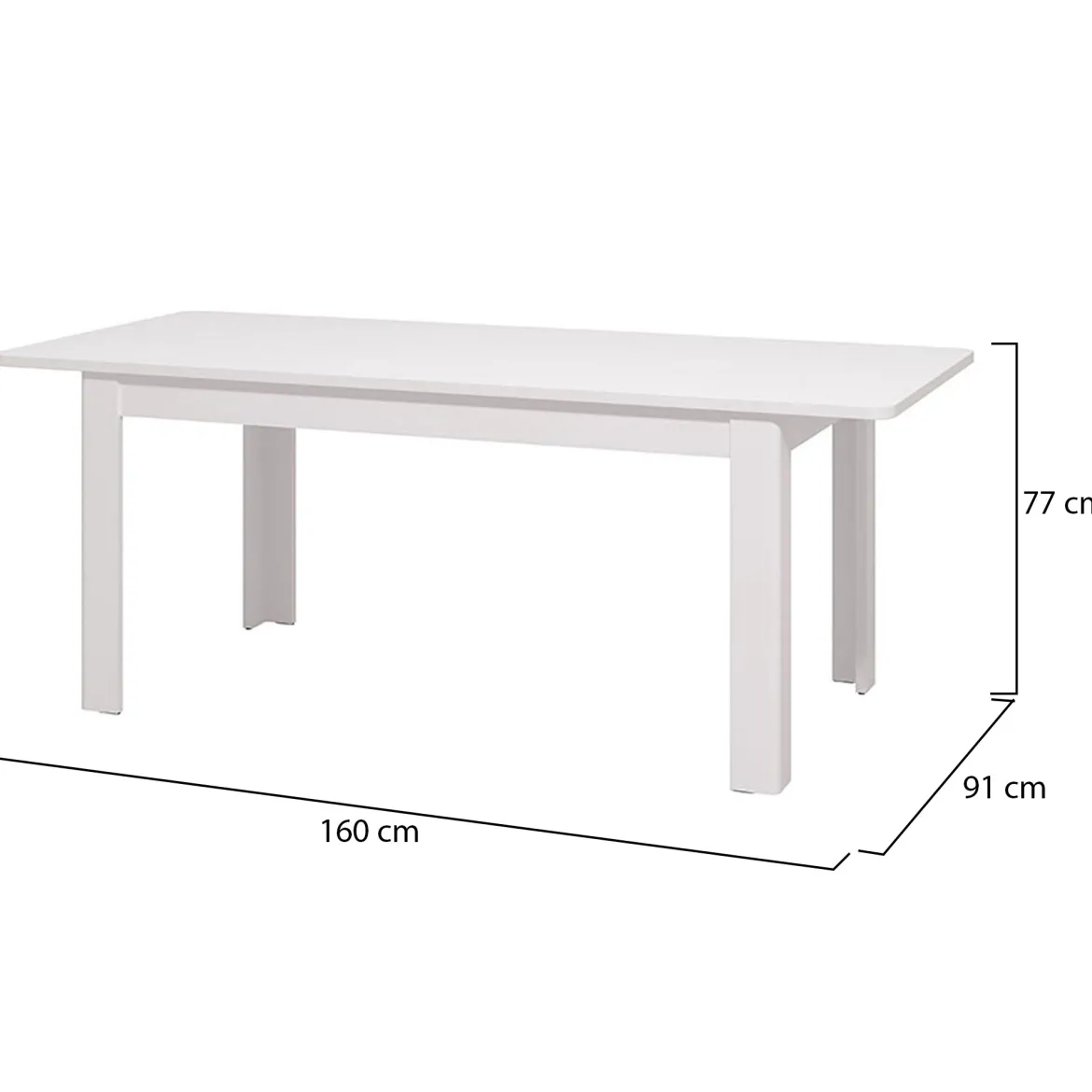 Tavolo Allungabile Bianco Lucido 8 Posti Allungabile 160x90.5x76.5h cm, - Colosimi