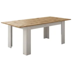 Tavolo Allungabile Bianco Marrone Rovere Allungabile Meccanismo Estensione Allunga Centrale 220x90x75h cm - Campora