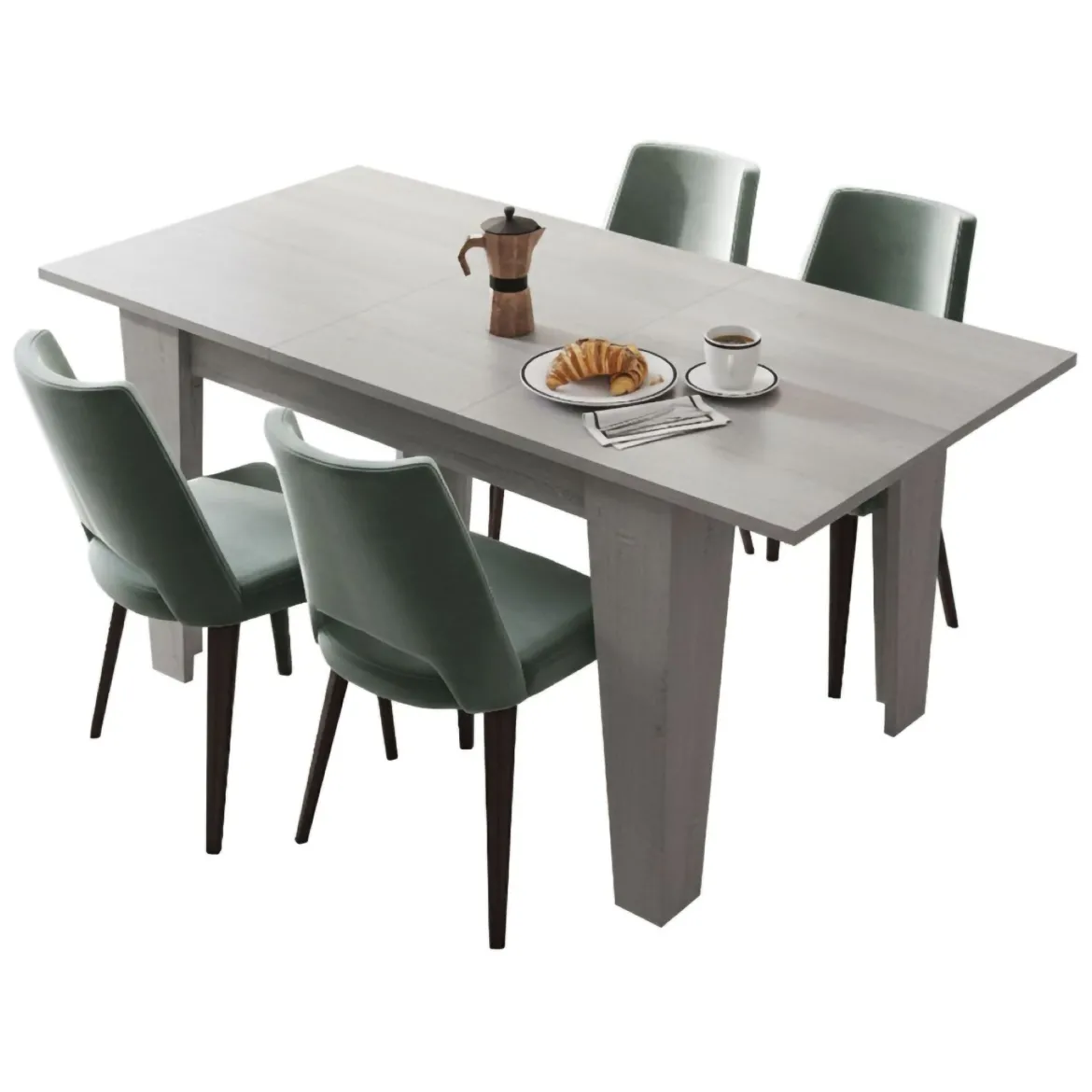 Tavolo Allungabile Grigio Cemento Allungabile Meccanismo Estensione Allunga Centrale 200x90x75h cm, Lunghezza Massima 200 cm - Marene