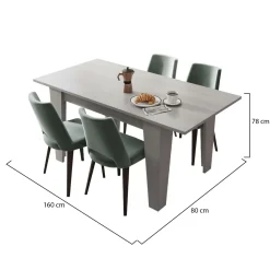 Tavolo Allungabile Grigio Cemento Allungabile Meccanismo Estensione Allunga Centrale 200x90x75h cm, Lunghezza Massima 200 cm - Marene