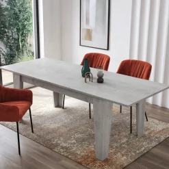 Tavolo Allungabile Grigio Cemento Allungabile Meccanismo Estensione Allunga Centrale 220x88x78h cm, Lunghezza Massima 220 cm - Sassetta