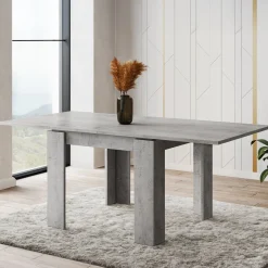 Tavolo Allungabile Grigio Cemento Allungabile Meccanismo Estensione a Libro 180x90x78h cm, Lunghezza Massima 180 cm - Popoli