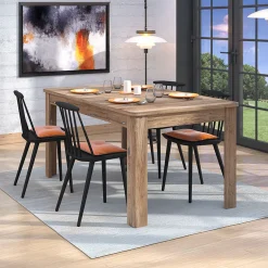 Tavolo Allungabile Marrone Noce 8 Posti Allungabile 160x91x77h cm, Effetto Invecchiato - Colosimi