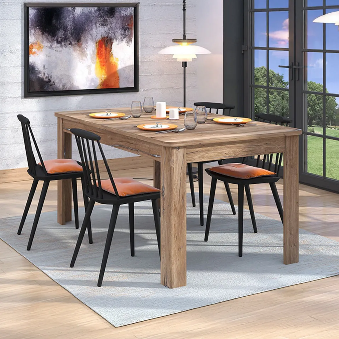 Tavolo Allungabile Marrone Noce 8 Posti Allungabile 160x91x77h cm, Effetto Invecchiato - Colosimi