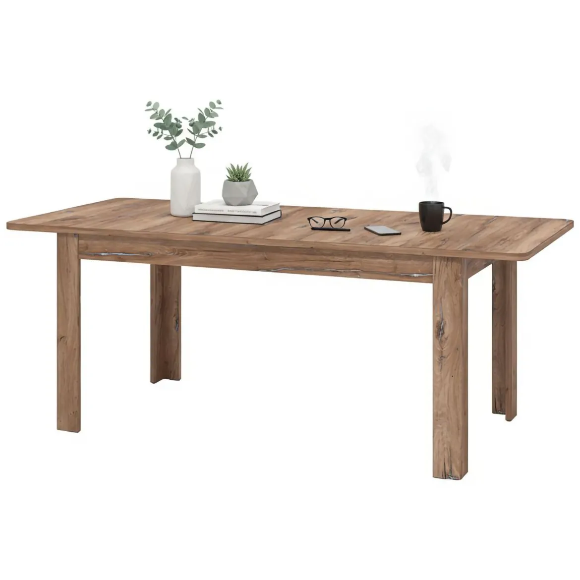 Tavolo Allungabile Marrone Noce 8 Posti Allungabile 160x91x77h cm, Effetto Invecchiato - Colosimi