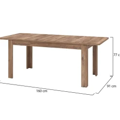 Tavolo Allungabile Marrone Noce 8 Posti Allungabile 160x91x77h cm, Effetto Invecchiato - Colosimi