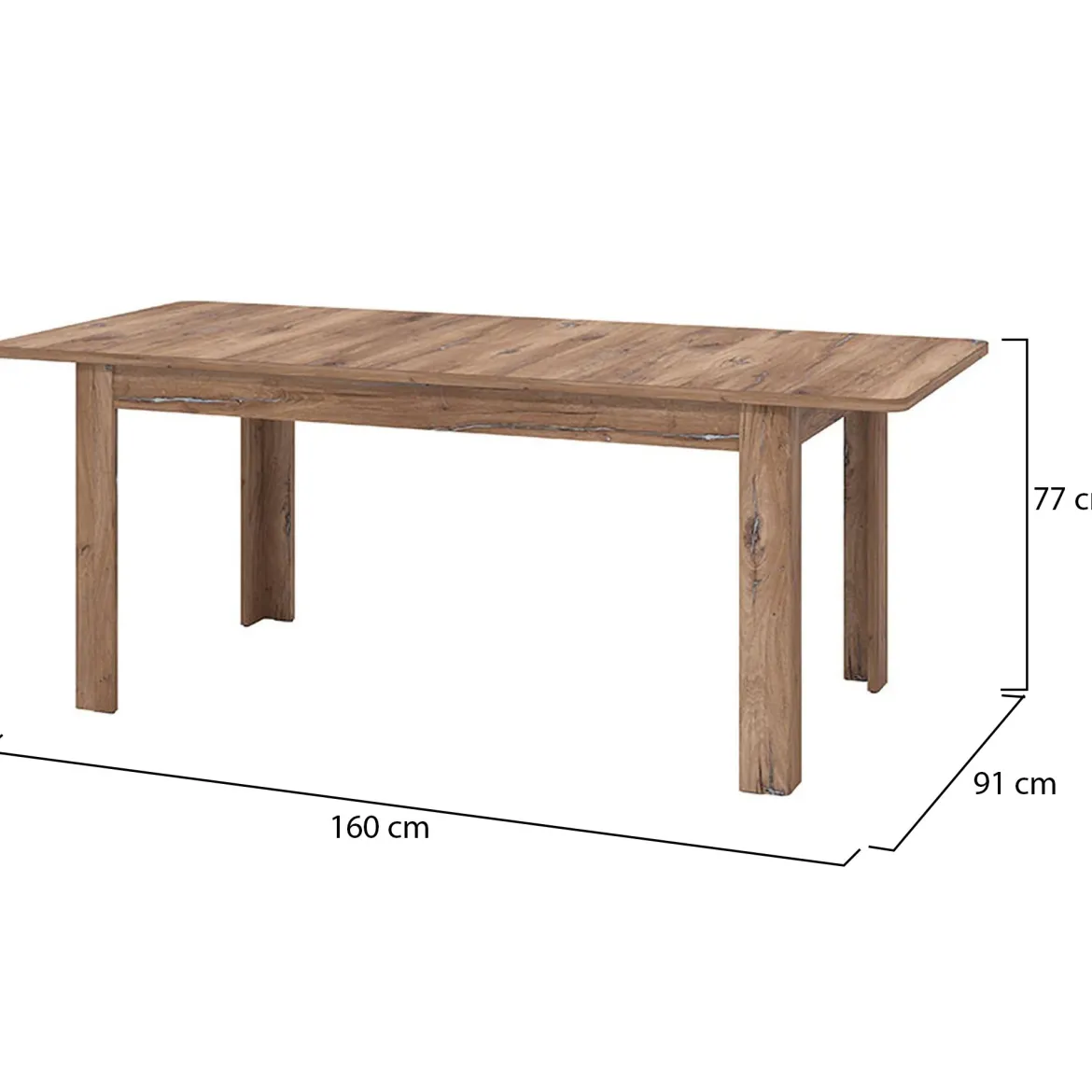 Tavolo Allungabile Marrone Noce 8 Posti Allungabile 160x91x77h cm, Effetto Invecchiato - Colosimi
