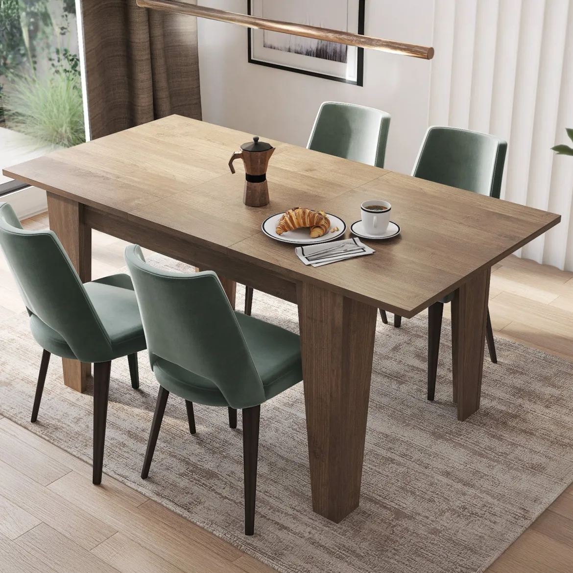 Tavolo Allungabile Marrone Noce Allungabile Meccanismo Estensione Allunga Centrale 160x80x78h cm, Lunghezza Massima 160 cm - Pizzoli