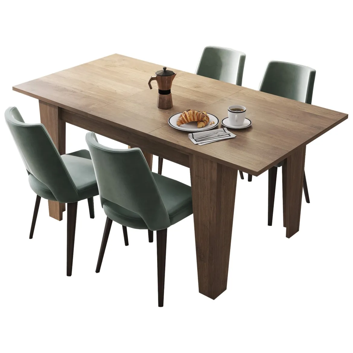 Tavolo Allungabile Marrone Noce Allungabile Meccanismo Estensione Allunga Centrale 160x80x78h cm, Lunghezza Massima 160 cm - Pizzoli