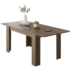Tavolo Allungabile Marrone Noce Allungabile Meccanismo Estensione Allunga Centrale 220x90x75h cm, Lunghezza Massima 220 cm - Campora