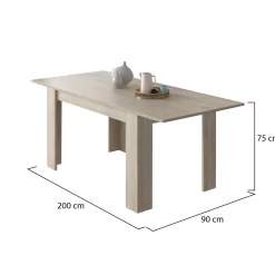 Tavolo Allungabile Marrone Olmo Allungabile Meccanismo Estensione Allunga Centrale 200x90x75h cm, Lunghezza Massima 200 cm - Marene