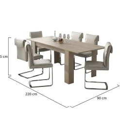 Tavolo Allungabile Marrone Olmo Allungabile Meccanismo Estensione Allunga Centrale 220x90x75h cm, Lunghezza Massima 220 cm - Campora