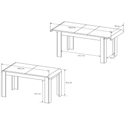 Tavolo Allungabile Marrone Rovere 8 Posti Allungabile 115x80x76h cm, Angoli Arrotondati - Kasano