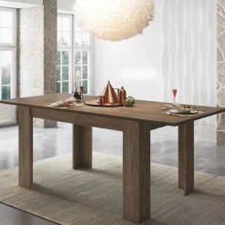 Tavolo Allungabile Marrone Rovere Allungabile Meccanismo Estensione Allunga Centrale 200x90x75h cm, Lunghezza Massima 200 cm - Marene