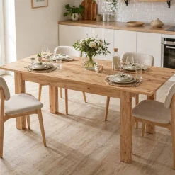 Tavolo Allungabile Marrone Rovere Nodi 8 Posti Allungabile 120x80x76h cm, - Marudo
