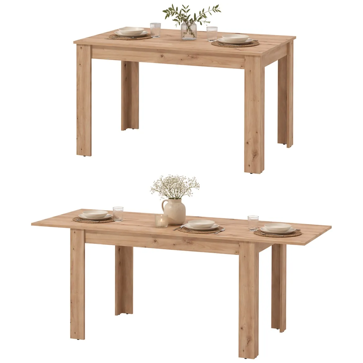 Tavolo Allungabile Marrone Rovere Nodi 8 Posti Allungabile 120x80x76h cm, - Marudo
