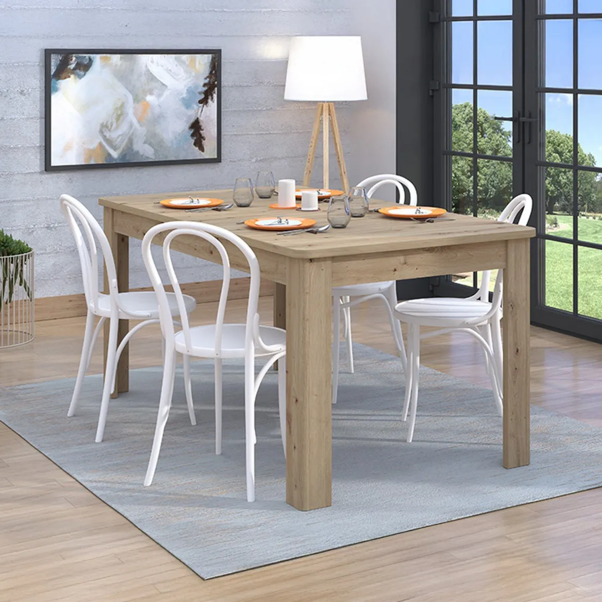 Tavolo Allungabile Marrone Rovere Nodi 8 Posti Allungabile 160x90.5x76.5h cm, - Colosimi
