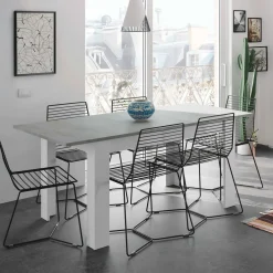 Tavolo allungabile minimal 6-8 posti 140/190x90cm cemento e bianco - Abudula