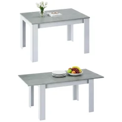 Tavolo allungabile minimal 6-8 posti 140/190x90cm cemento e bianco - Abudula