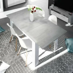 Tavolo allungabile minimal 6-8 posti 140/190x90cm cemento e bianco - Abudula