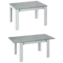 Tavolo allungabile minimal 6-8 posti 140/190x90cm cemento e bianco - Abudula