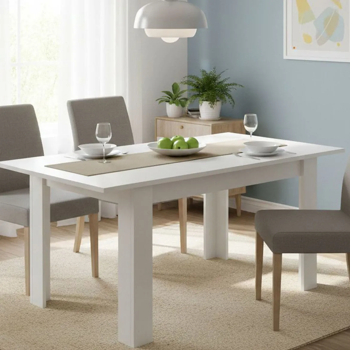 Tavolo allungabile moderno 6-8 posti 140/190x90cm rovere e bianco - Abudula
