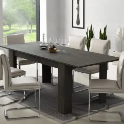 Tavolo Allungabile Nero Antracite Allungabile Meccanismo Estensione Allunga Centrale 200x90x75h cm, Lunghezza Massima 200 cm - Marene