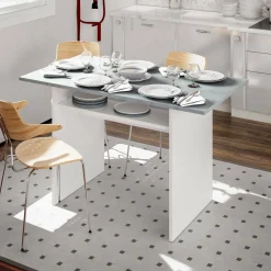 Tavolo allungabile 2-4 posti 120x35cm bianco e cemento - Arila
