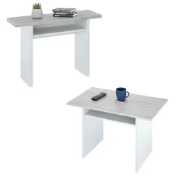 Tavolo allungabile 2-4 posti 120x35cm bianco e cemento - Arila