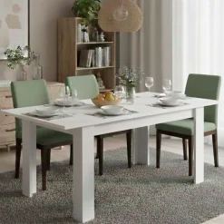 Tavolo allungabile 6-8 posti 140/190x90cm bianco - Abudula
