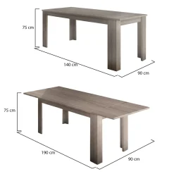 Tavolo allungabile 8-10 posti 160/220x88cm cemento - Artino