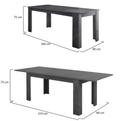 Tavolo allungabile 8-12 posti 160/210x90cm ardesia - Agenore