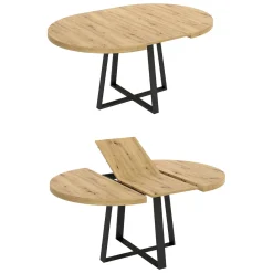 Tavolo allungabile rotondo salvaspazio 6-8 posti 110/158x110cm legno - Andia