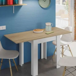 Tavolo allungabile salvaspazio 4-6 posti 67x67/135cm bianco e rovere - Aratro