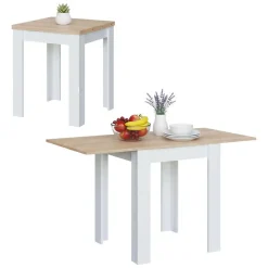 Tavolo allungabile salvaspazio 4-6 posti 67x67/135cm bianco e rovere - Aratro