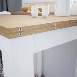 Tavolo allungabile salvaspazio 4-6 posti 67x67/135cm bianco e rovere - Aratro