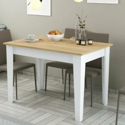 Tavolo classico rettangolare 6 posti bianco e quercia 110x72cm - Eupilio