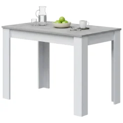 Tavolo cucina rettangolare 6 posti bianco e cemento 109x67cm - Anat