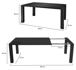 Tavolo da esterno allungabile 6-8 posti 90/160x98cm tortora - Langsa