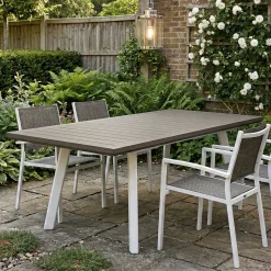 Tavolo da esterno allungabile 8-10 posti 162/241x100cm bianco e grigio scuro - Penticton