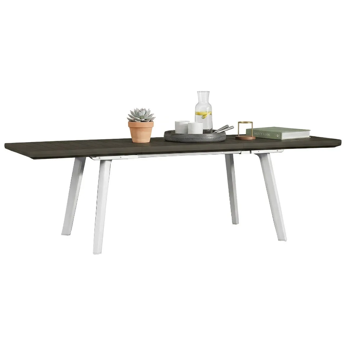 Tavolo da esterno allungabile 8-10 posti 162/241x100cm bianco e grigio scuro - Penticton
